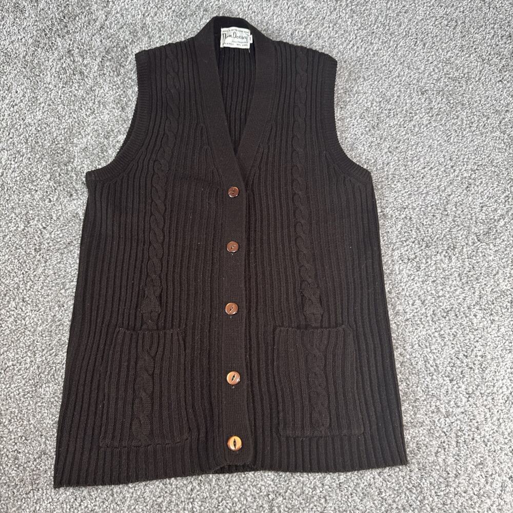 Nan Dorsey Knit Cardigan Vest Sleeveless Button Front Brown Small/medium Eur 36